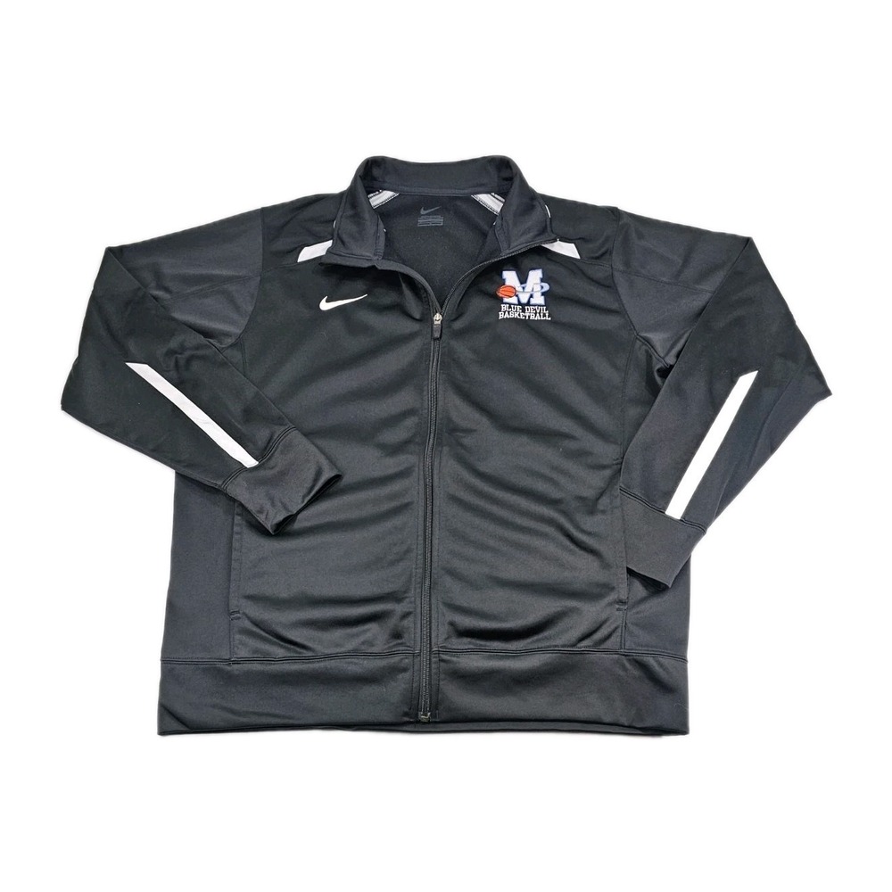 Large Nike Mooresville Blue Devil Basketball Warm Up Track Jacket Black White